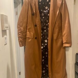 Avec Les Filles Brown Leather Trench Coat
